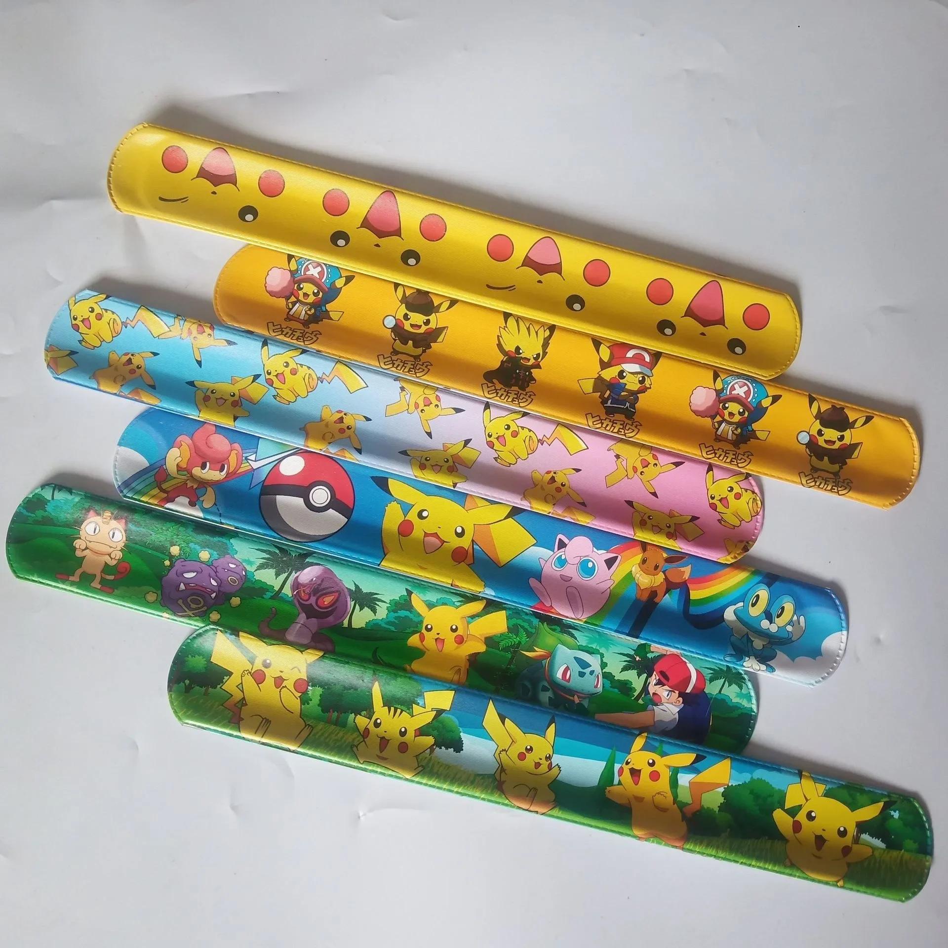 Bracelets Pokemon Pikachu, Bracelet à pression, personnages de poupée Anime, anneau à main pour enfa