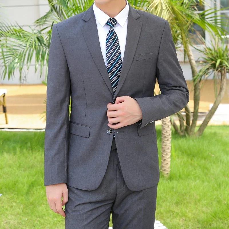 Nouveau (Blazer + pantalon) hommes d'affaires de mode Gentleman Style italien mince couleur unie cos