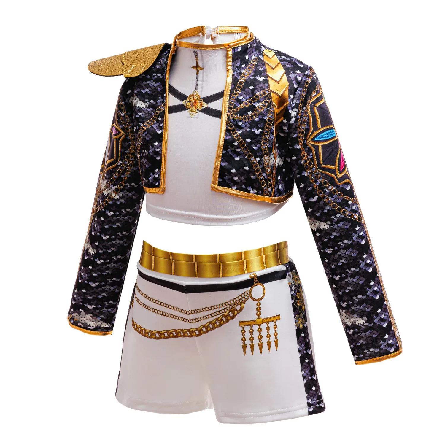 Costume d'Halloween K-pop pour filles, tenue de groupe idole noire trois pièces, ensemble de robe de