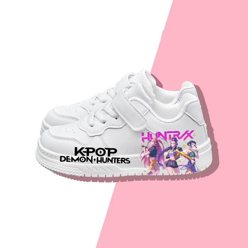 Chaussures décontractées pour enfants, design imprimé KPOP, chaussures de sport blanches pour garçon