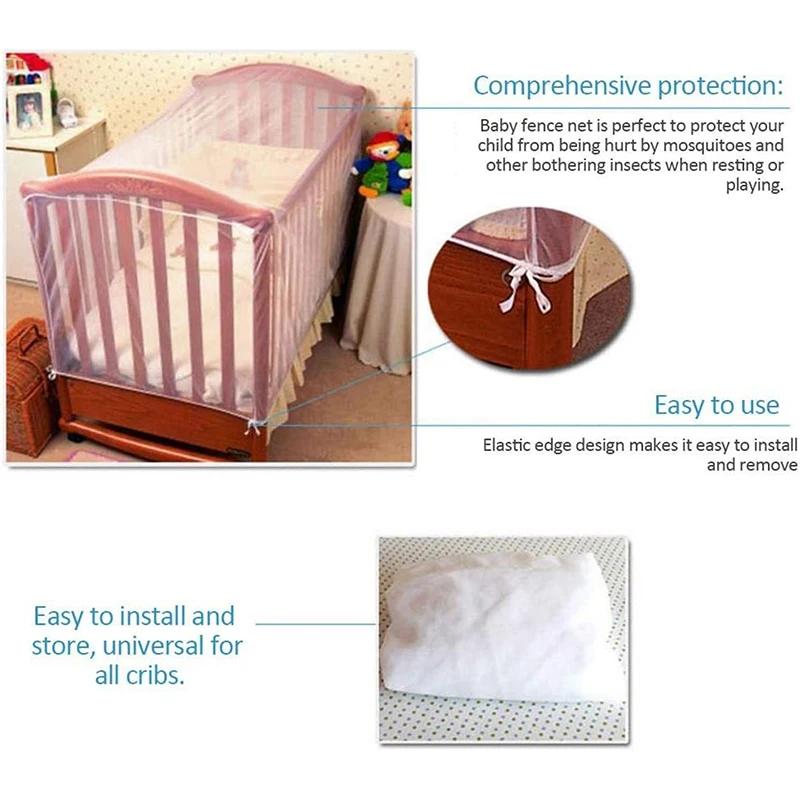 Moustiquaire portable pour lit de bébé, mouches de literie, bande élastique en maille, accessoires a