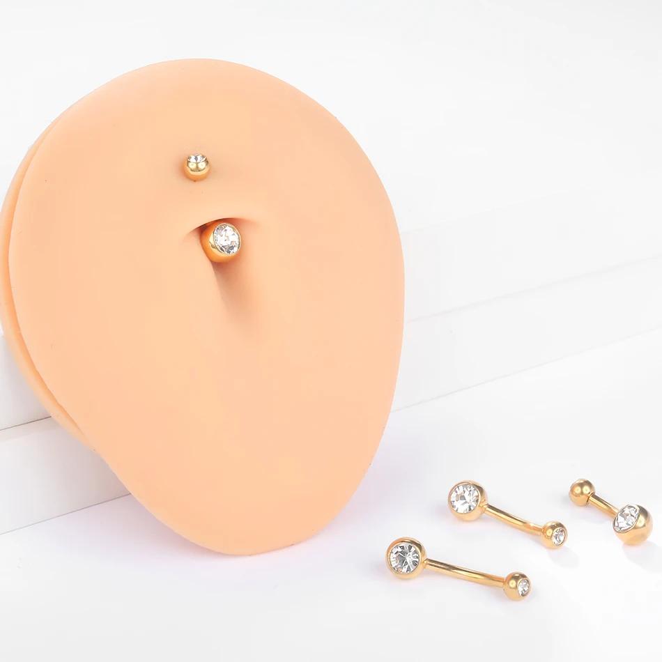 10 pièces/lot G23 titane nombril anneaux cristal nombril haltère anneaux ventre Piercing bijoux pour