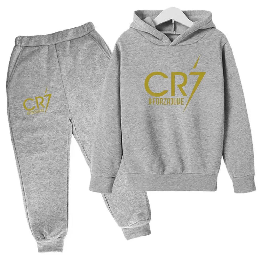 Ensemble de survêtement pour enfants Ronaldo CR7, imprimé, 2 pièces, sweat à capuche et pantalon, vê