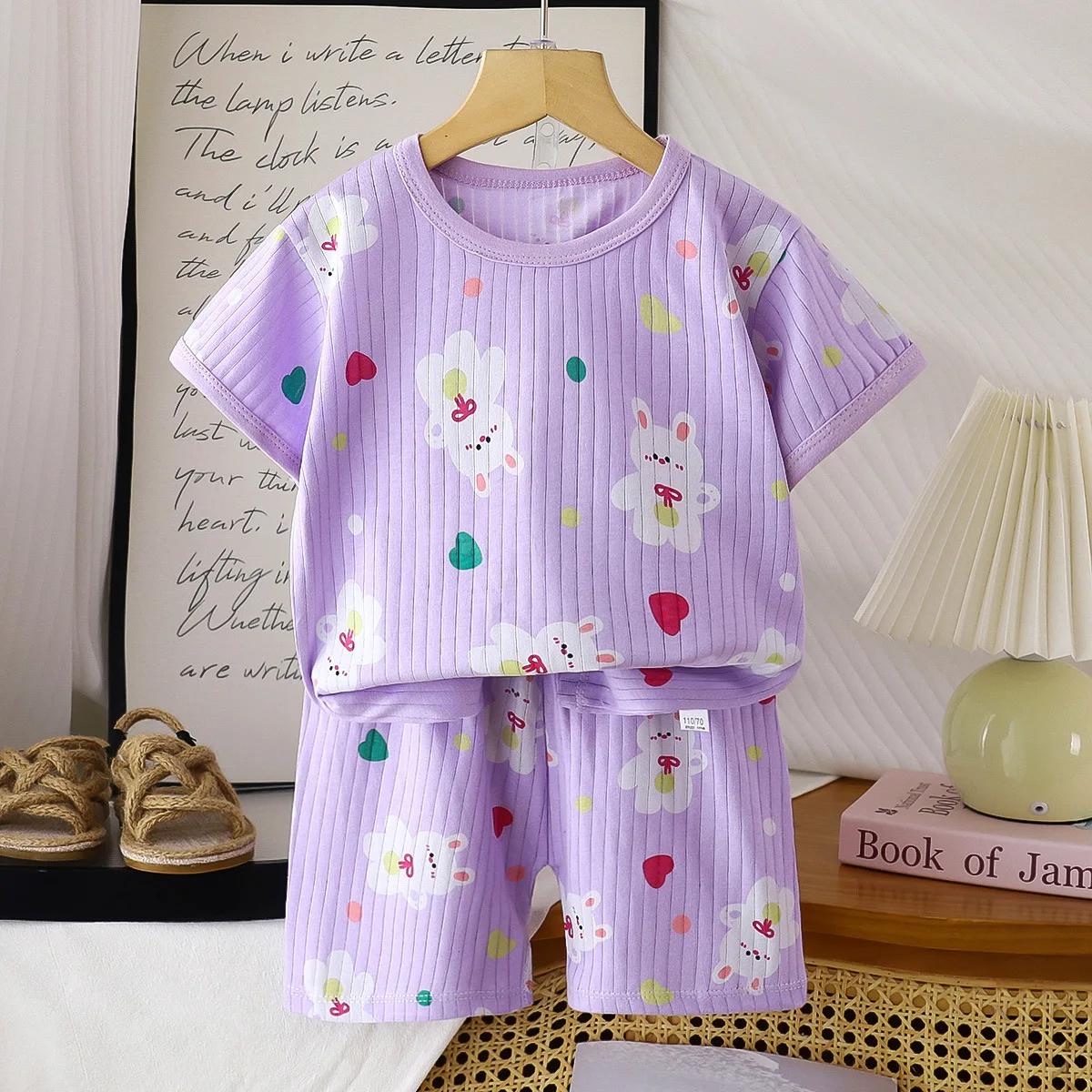 Ensemble de vêtements pour enfants, 2 pièces, T-shirt, costume d'été en coton, Short pour filles, vê