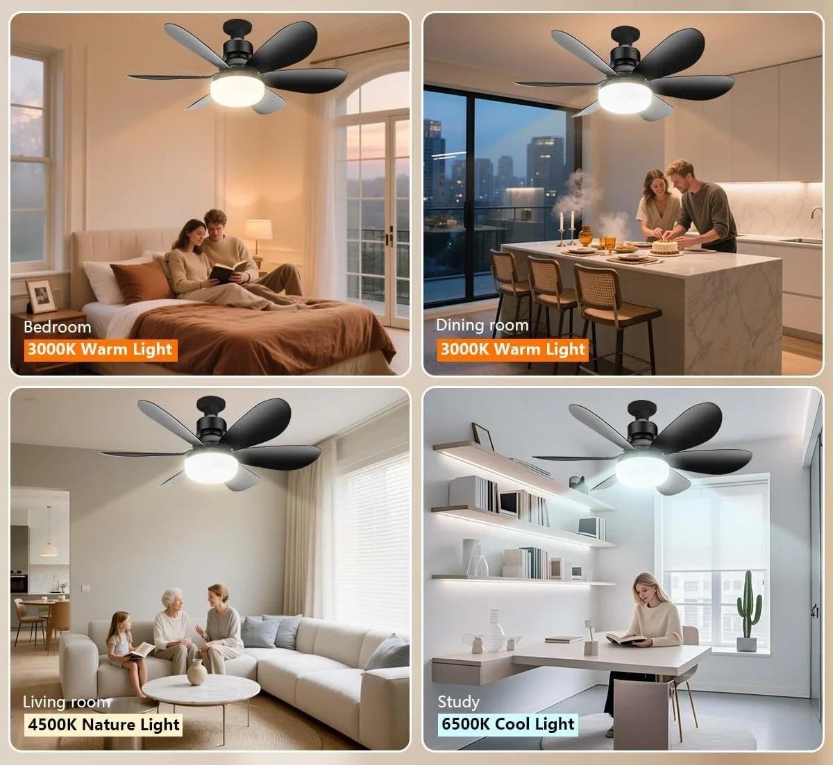 E27 Base LED ventilateur de plafond lumière avec télécommande 85 V-265 V tension 3 couleurs lumières