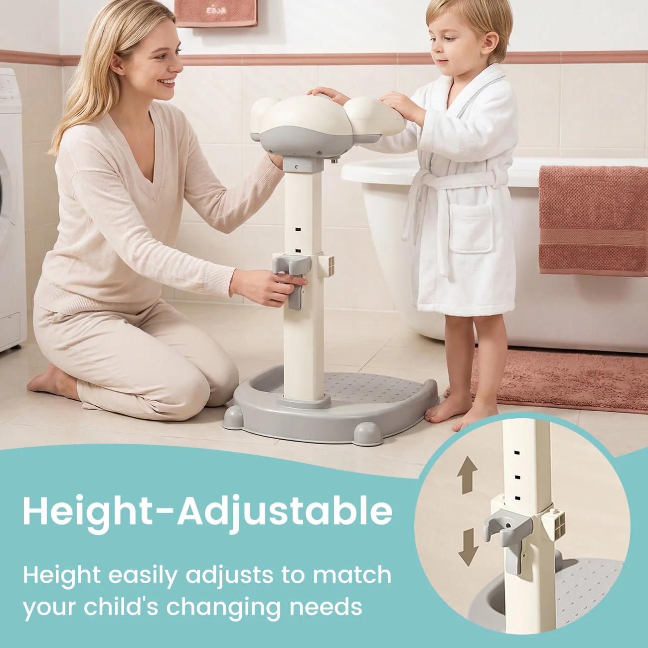 Support de bain pour bébé avec design ergonomique, aide au bain réglable en hauteur pour tout-petits