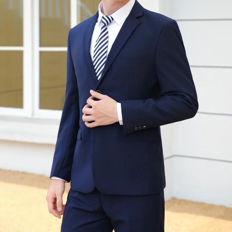 Nouveau (Blazer + pantalon) hommes d'affaires de mode Gentleman Style italien mince couleur unie cos