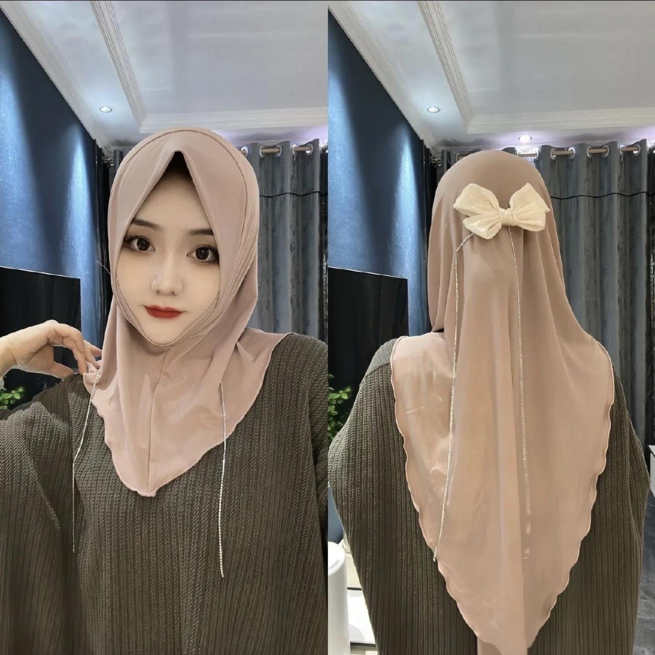 2025 foulards à nœud instantané pour filles, mignons et musulmans, Hijab confortable