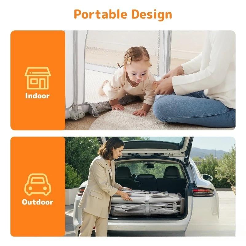 Clôture de sécurité pliable pour enfants – Parc d'assemblage sans outils pour les tout-petits, barri