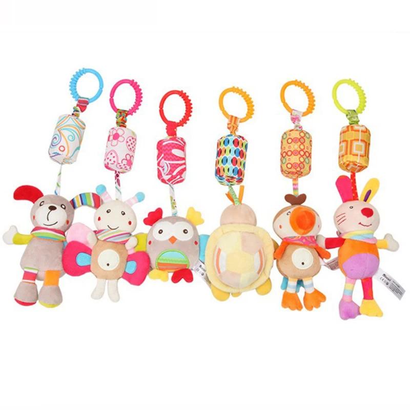Hochets suspendus sensoriels pour bébé, jouet d'apprentissage doux, animaux en peluche, poussette, l