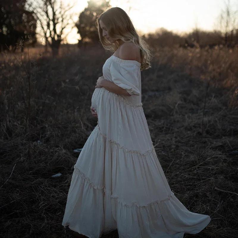 Robe de grossesse en coton pour séance Photo bohème, pour femmes enceintes, pour réception-cadeau po