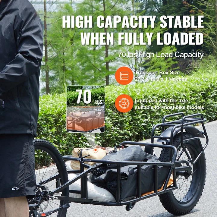 SucceBuy Remorque de chargement de vélo Capacité de 70 lb Chariot de chariot de vélo robuste Rangeme