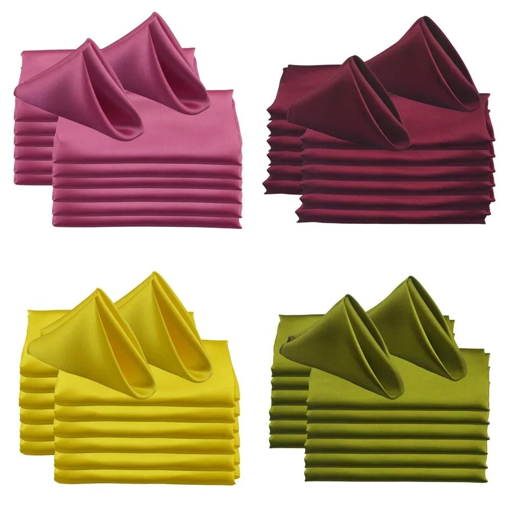 Serviettes de Table en Satin 45x45cm, pour Mariage, Restaurant, Noël, Anniversaire, Banquet, 30 Pièc