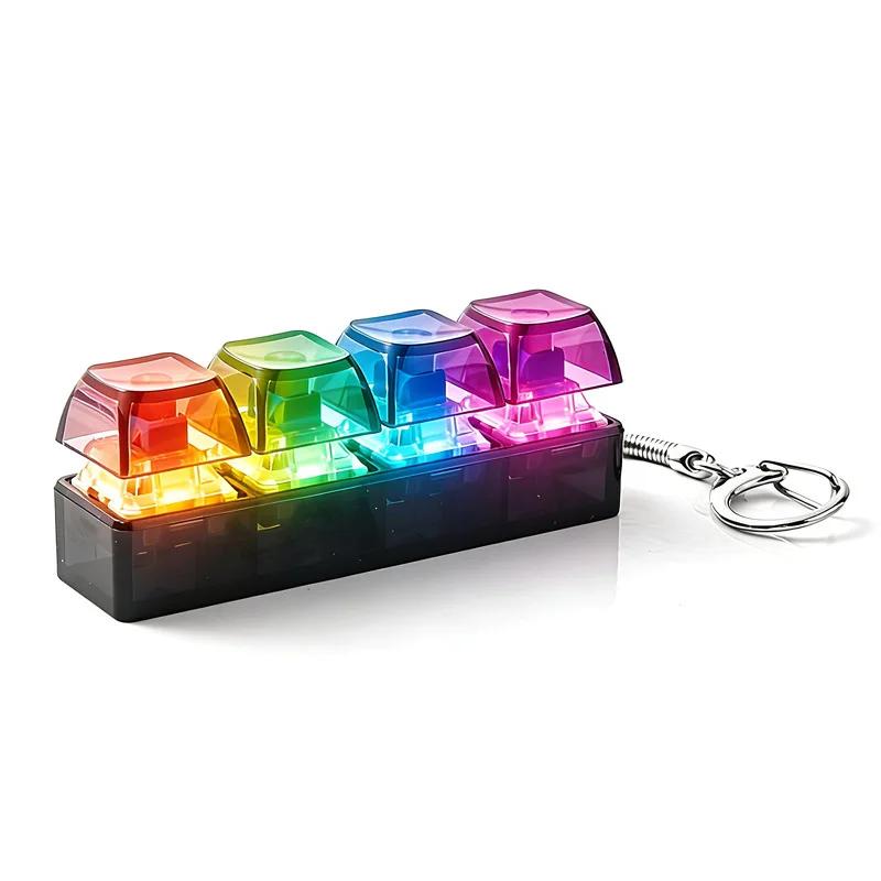 Clavier à 4 boutons pour doigts, porte-clés, clavier RGB, jouet anti-stress avec lumières pour soula