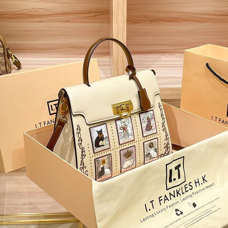 Sac à main de marque pour femmes, sac à bandoulière léger de luxe haut de gamme de styliste rétro, n