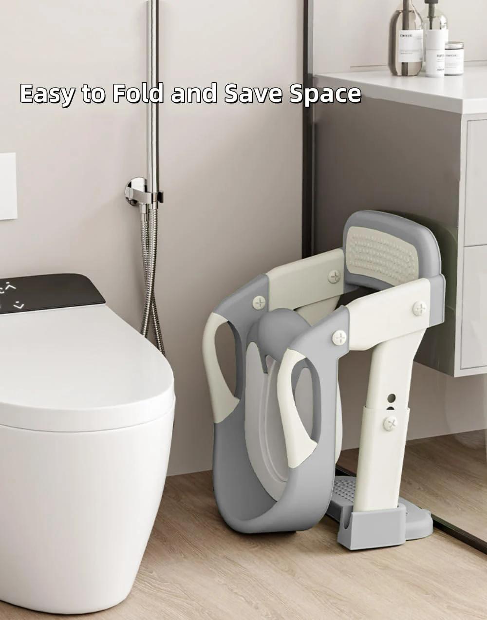 Siège d'entraînement de pot pour tout-petits 2 en 1 avec marches – Échelle de toilette antidérapante