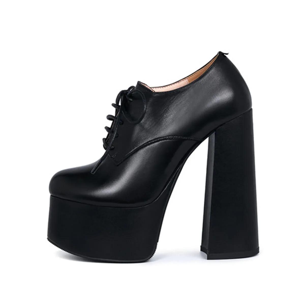 Arden Furtado printemps mouton daim bout rond talon carré plate-forme pompes Super haut talon Sexy à