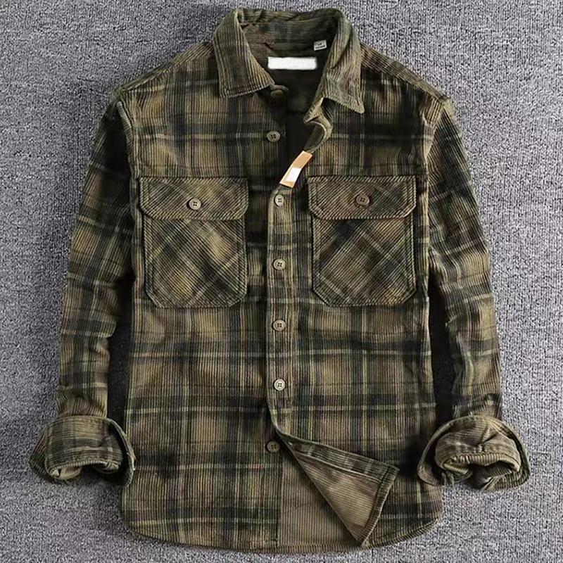 Chemise à manches longues à carreaux pour hommes, Vintage japonais, mode printemps-automne, conforta