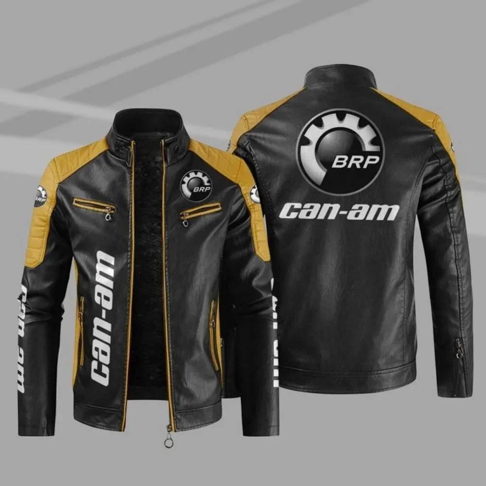 BRP Can-am Logo hommes moto veste en cuir PU QK089 hiver décontracté Vintage pardessus Biker Bomber