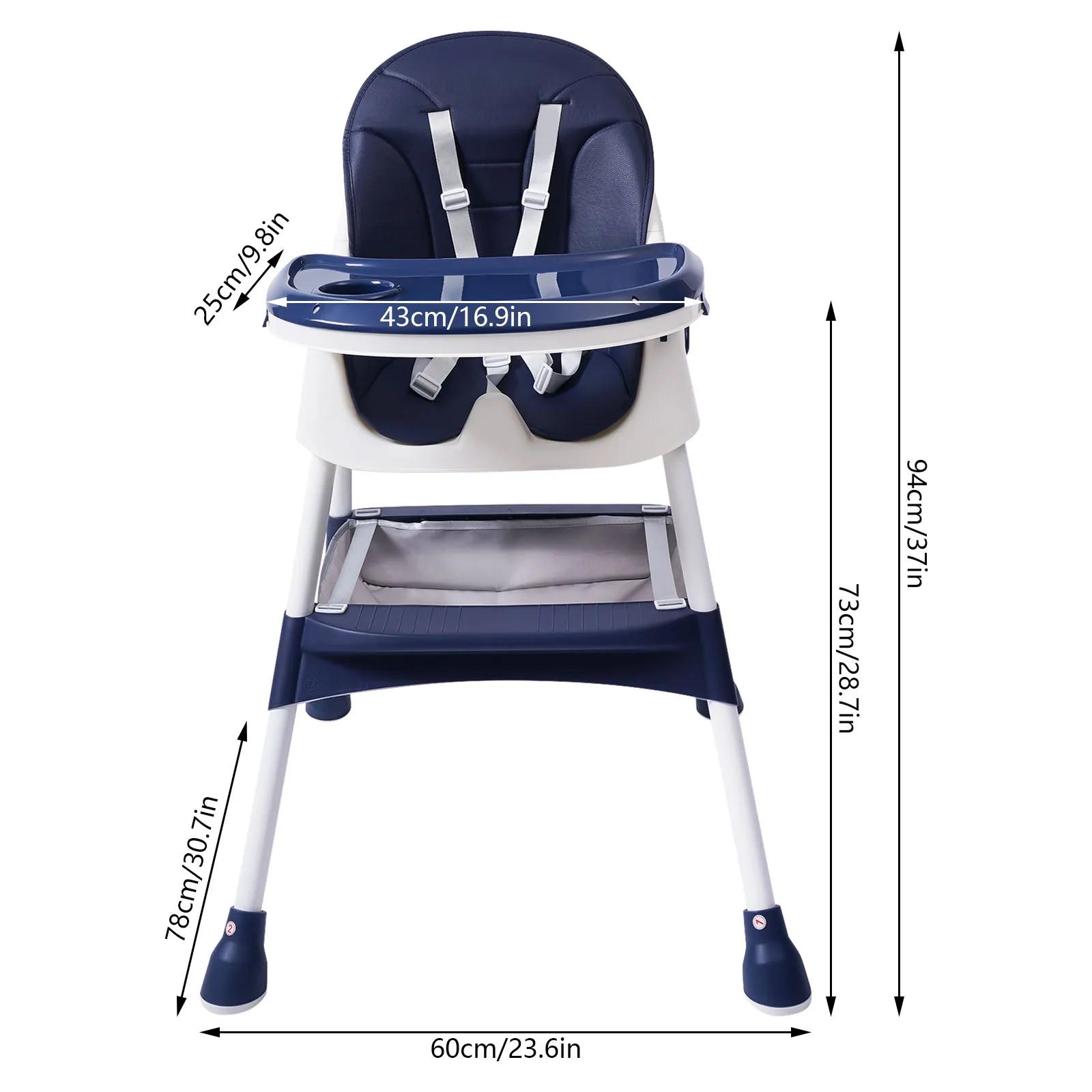 Chaise haute pliable 2 en 1 pour bébé, hauteur réglable, avec repose-pieds, sangles de sécurité, Dou