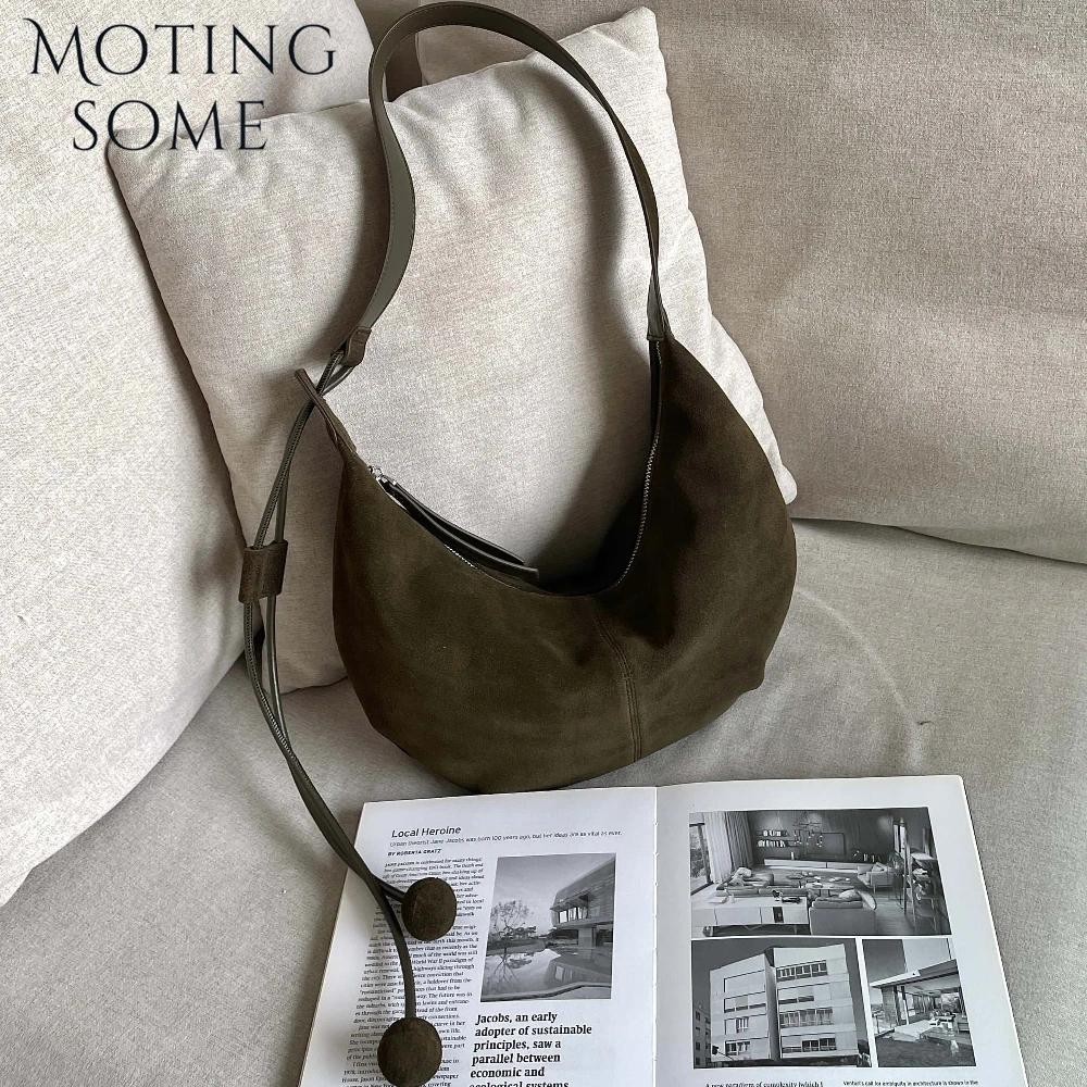 Motingsome sacs de selle en daim naturel en cuir véritable sacs de luxe pour femmes sac à bandoulièr