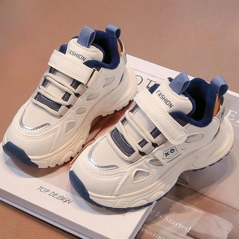 Baskets d'hiver pour enfants, chaussures de sport chaudes doublées de polaire, antidérapantes, semel