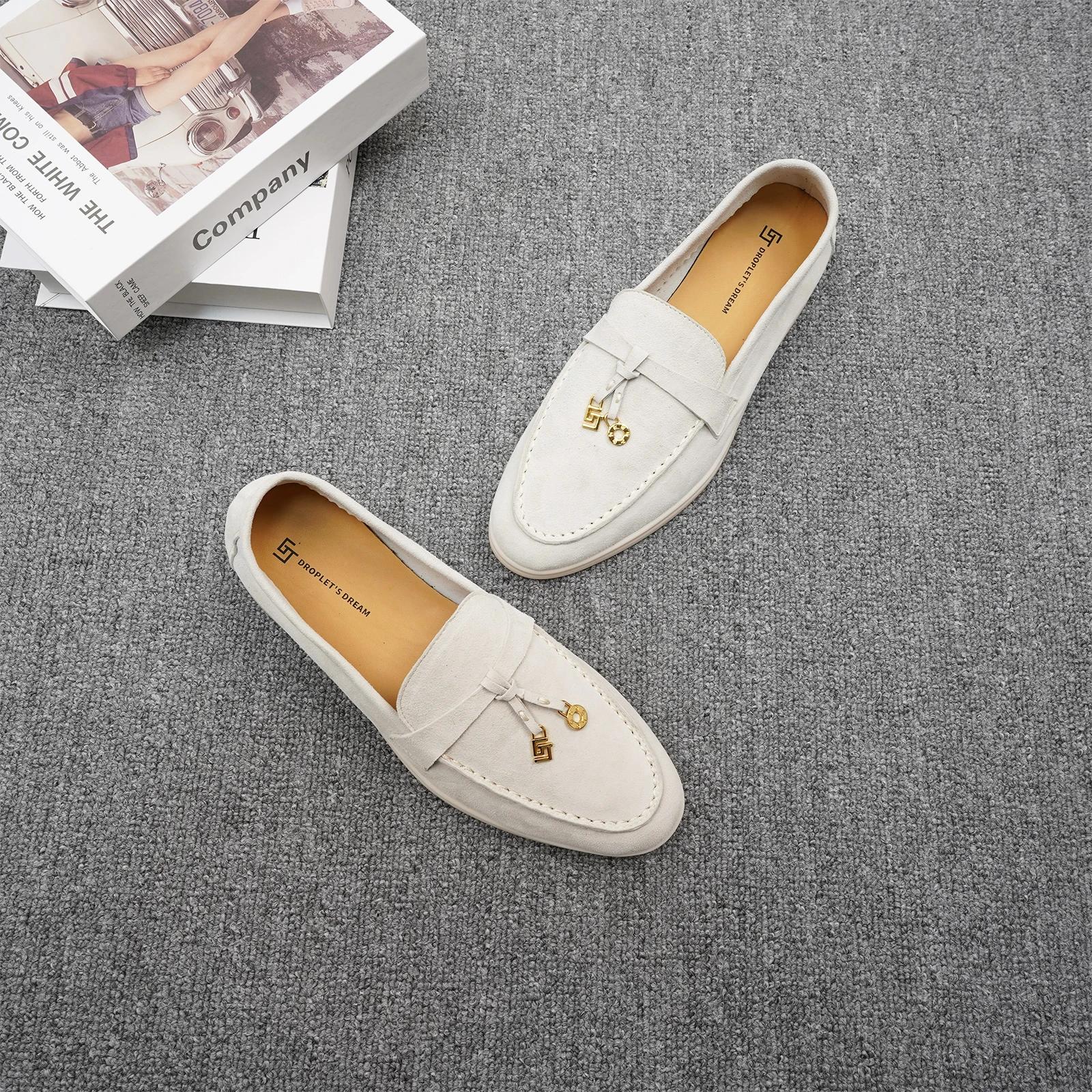 Chaussures décontractées de luxe à tête ronde pour femmes, surface en cachemire, chaussures de condu