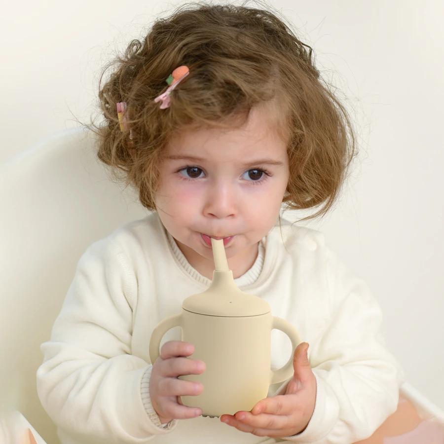 Tasse de paille en Silicone pour bébé, 1 pièce, deux couvercles, sans BPA, stockage Portable, conten
