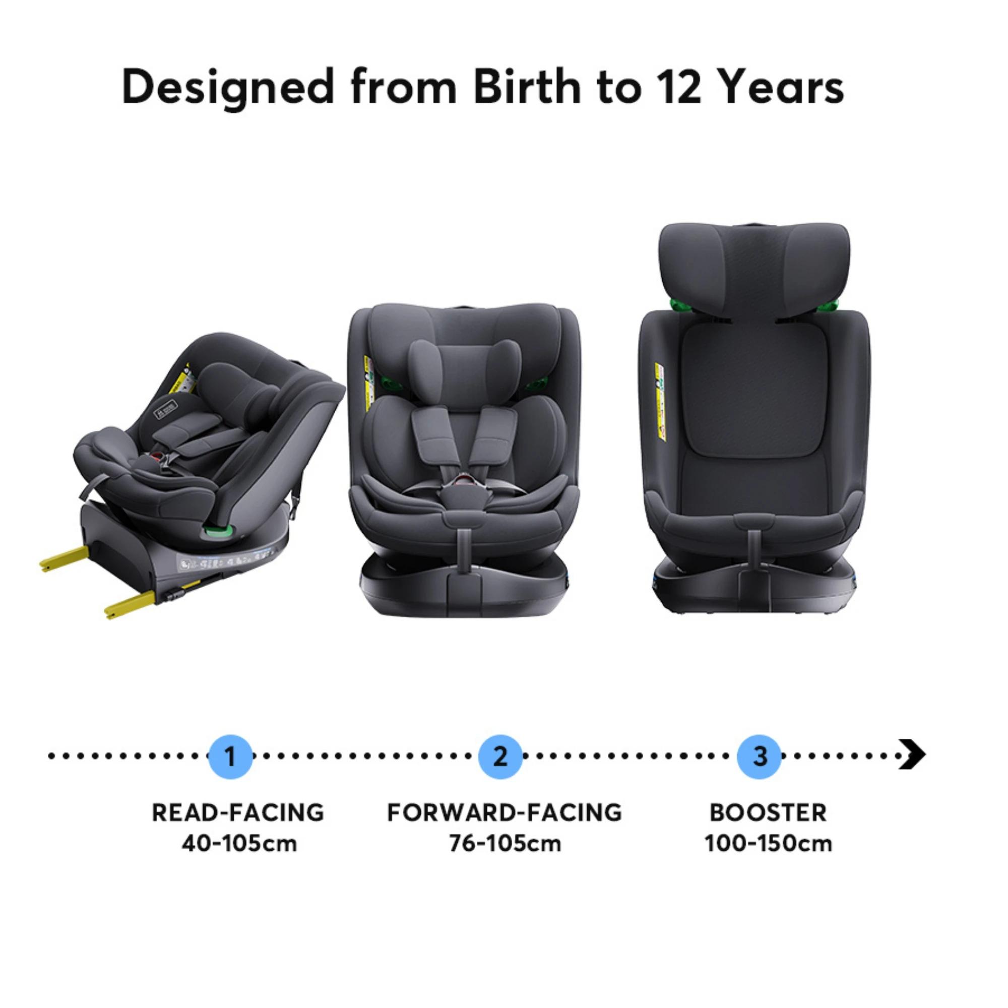 Sièges auto pour enfants avec ISOFIX pour bébé, réglables, rotation à 360°, angle réglable, 0-12 ans