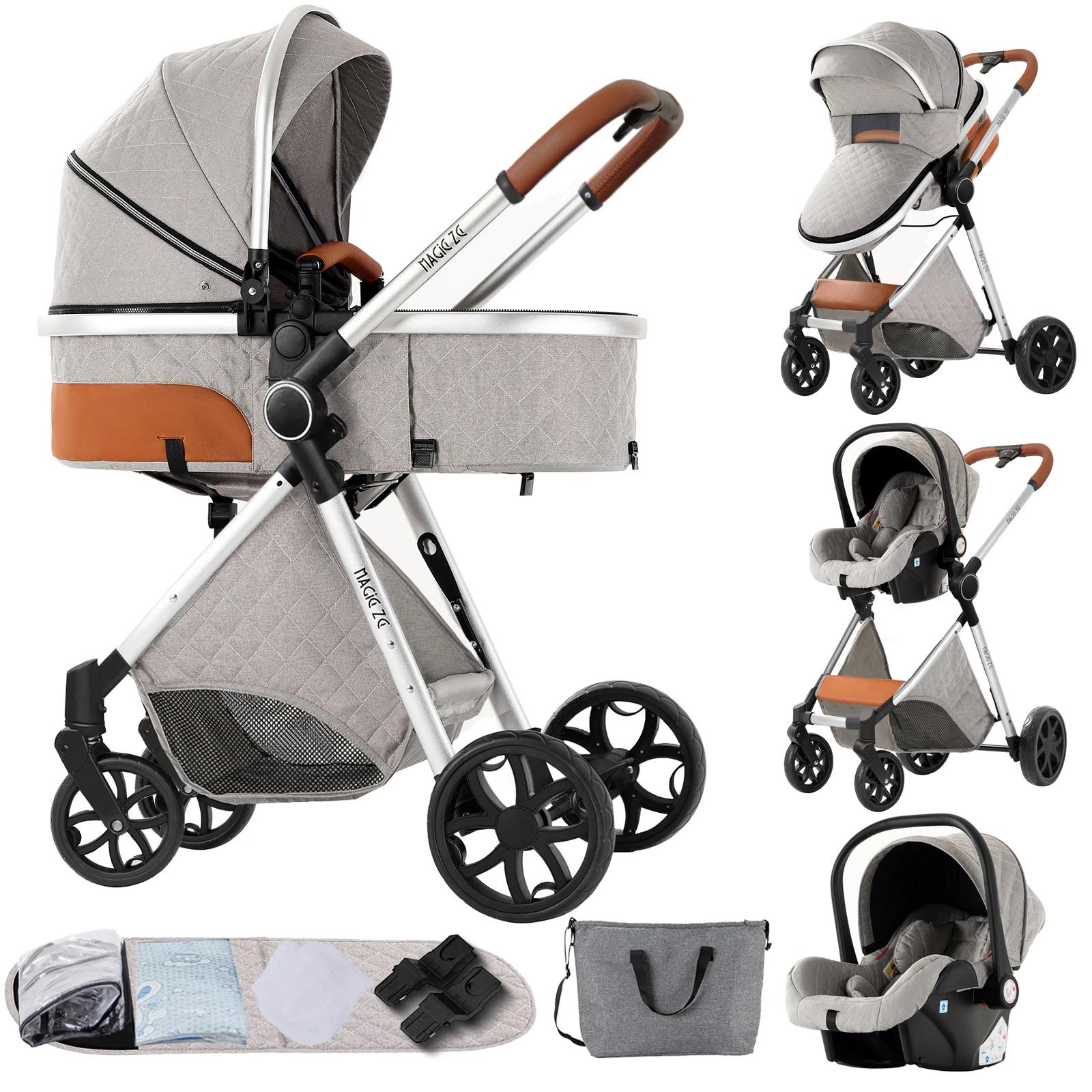 Poussette bébé 3 en 1 avec siège auto pliable landau bébé Convertible poussette infantile système de