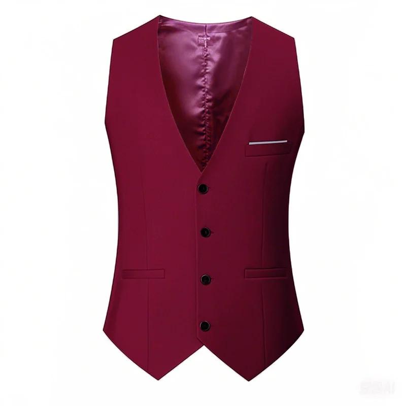 M-7XL printemps/été homme costume gilet sans manches gilet avec taille réglable simple boutonnage co