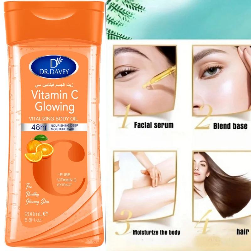 2PCS 200ml DR.DAVEY VITAMINE C Huile corporelle pour le soin de la peau, hydratante et nourrissante,