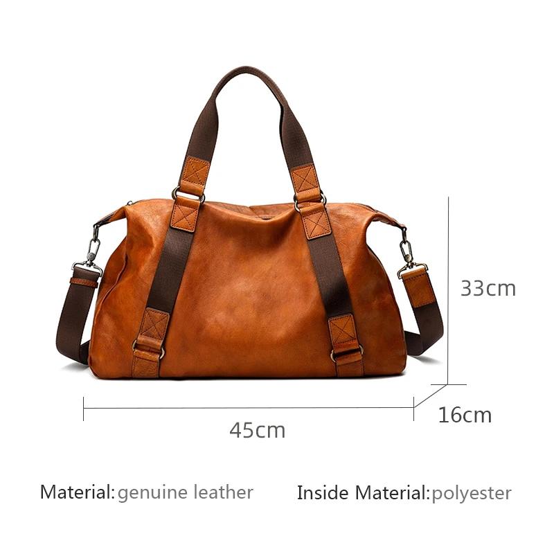 Sac de Voyage en Cuir de Vache group pour Homme, Bagage Vintage, Polochon, Durable, -du-- end, Grand