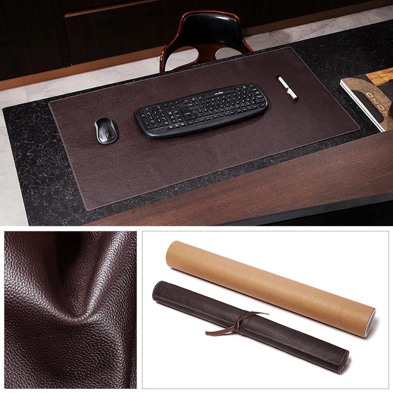 Grand tapis de souris en cuir 100% véritable pour ordinateur de bureau, bureau d'étude, de jeu, coul