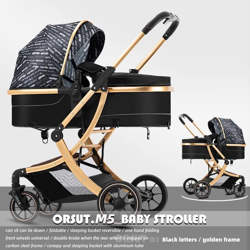 Poussette bébé légère à grande vue, peut s'asseoir ou s'allonger, légère et pliable, poussette pour