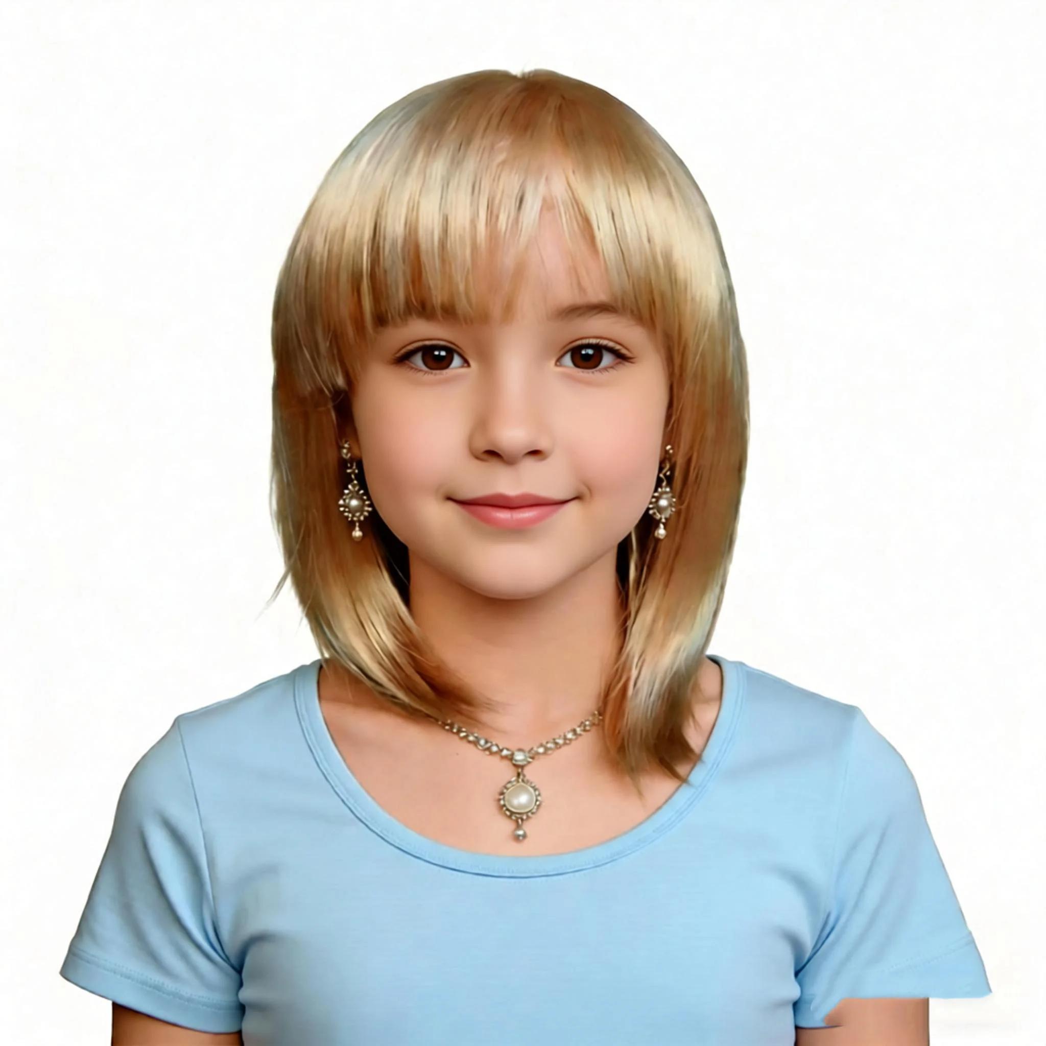 Perruque beige pour petite fille, coiffe dorée pour enfants, élastique, coiffure blonde pour enfants