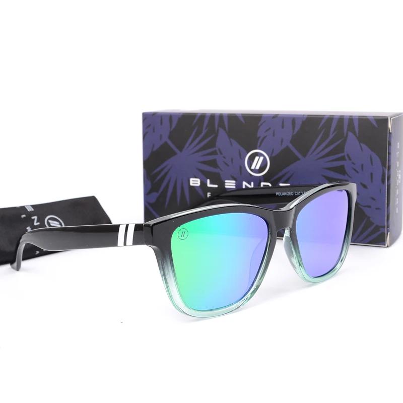 Blender-Lunettes de soleil miroir bleu pour hommes, verres polarisés à rayons UV, vintage, mode, car