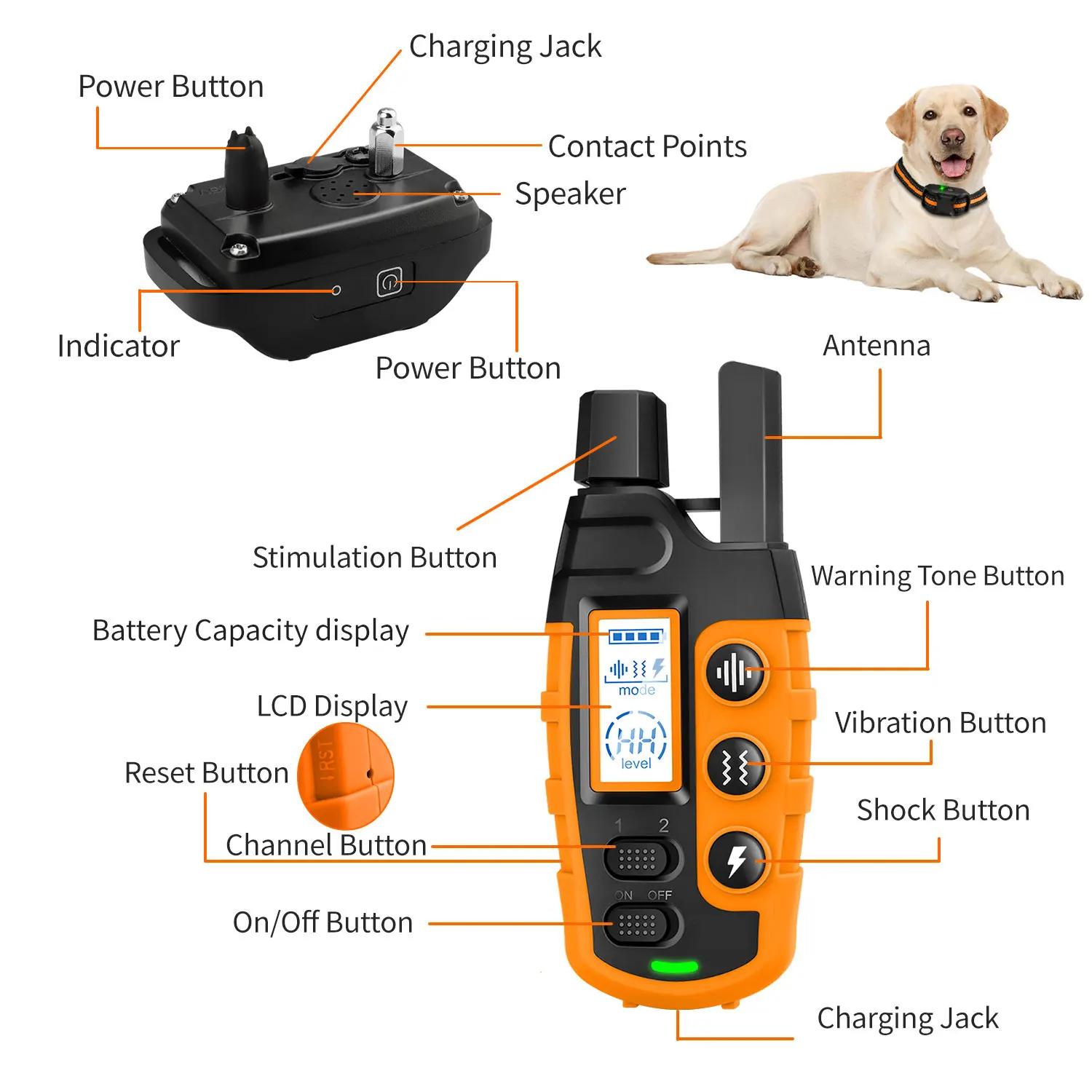 Collier de dressage pour chien de 3300 pieds, avec télécommande, Rechargeable, étanche, bip, Vibrati