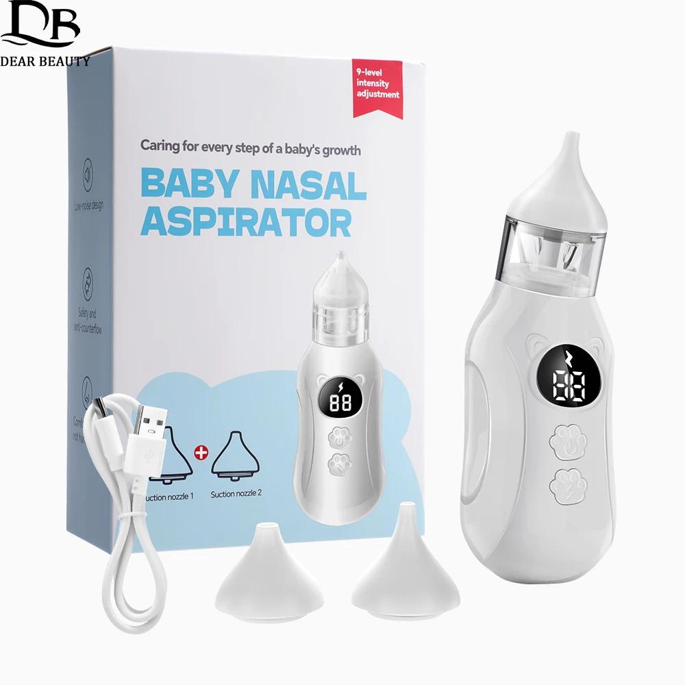Aspirateur nasal électrique bébé rechargeable 9 niveaux - Nettoyeur nez à faible bruit pour mucus nourrissons