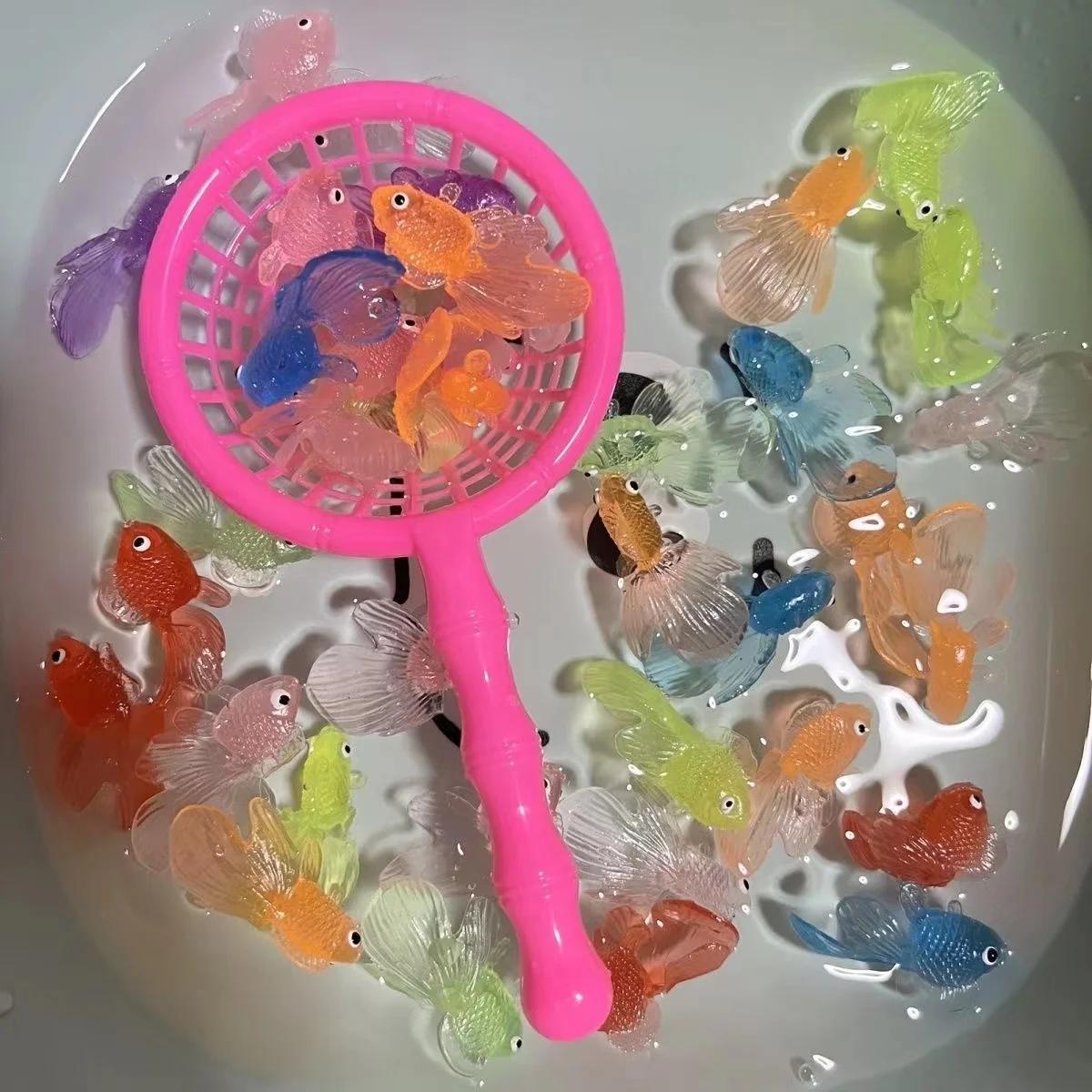 Enfants 10 pièces/ensemble Kawaii Simulation poisson rouge en caoutchouc bébé bain jeux d'eau jouets