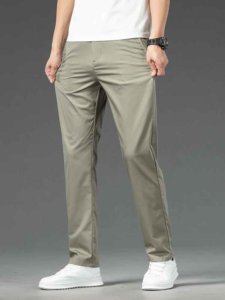 Printemps été nouveaux hommes pantalons décontractés mince mûrier soie doux affaires pantalon décont