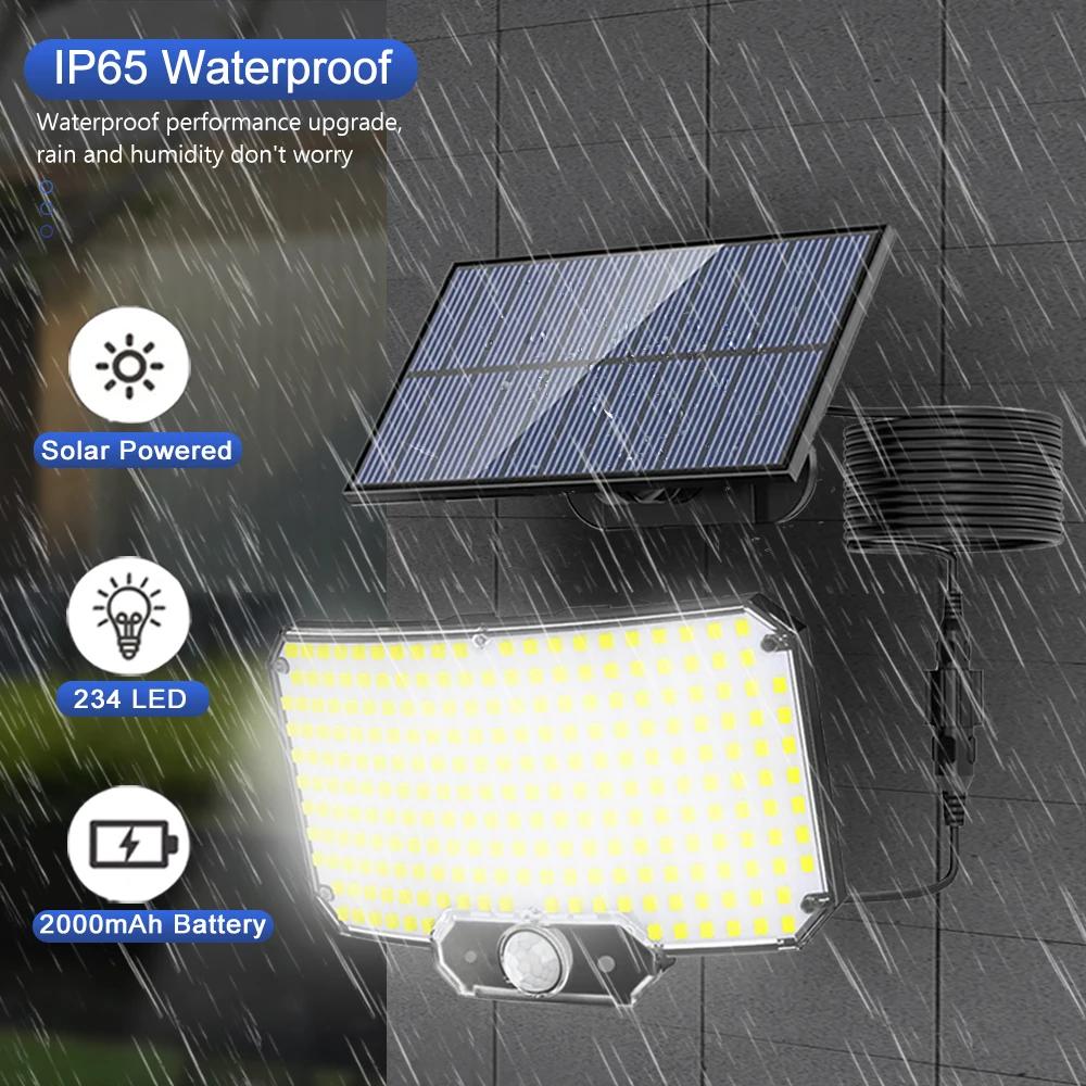 Lampes solaires 234LED lumières de sécurité solaires capteur de mouvement de jardin extérieur 3 Mode