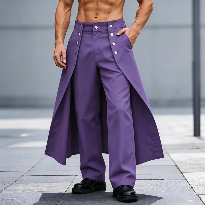 Pantalon long homme tendance 2026 – Joggers décontractés coupe ample à boutons, couleur unie, style