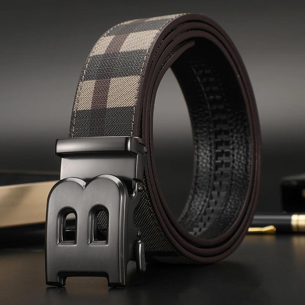 Haute qualité large 3.4 cm hommes ceinture en cuir véritable toile luxe sangle hommes ceintures pour