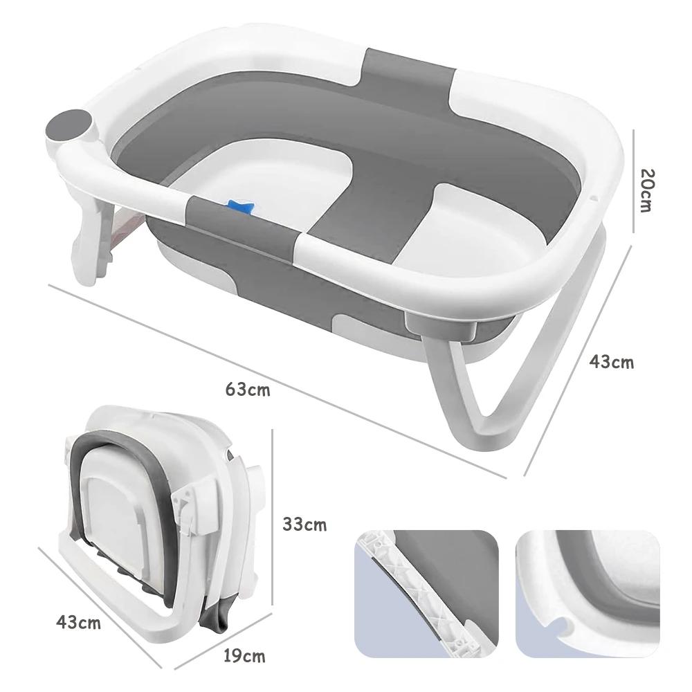 Baignoire Bébé Pliable Économie D'espace Pour Nouveau-nés - Rose/Gris/Bleu