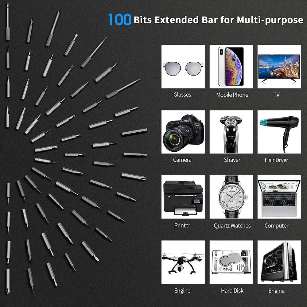 Jeu de tournevis électriques de précision 120 en 1, Mini Kit Rechargeable, embouts sans fil pour tél