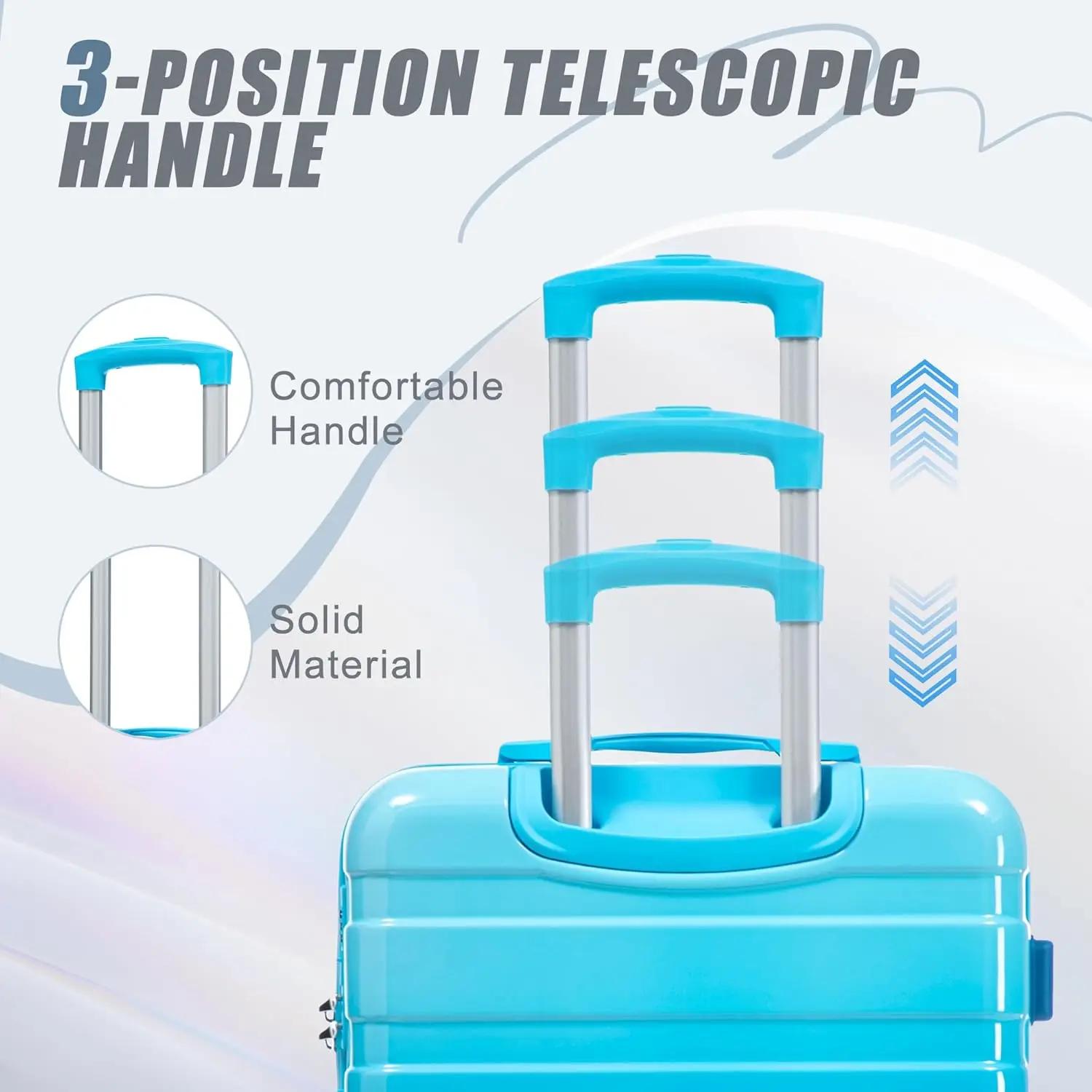 Ensemble de bagages rigides ABS avec roulettes pivotantes et serrure - Valise durable et imperméable
