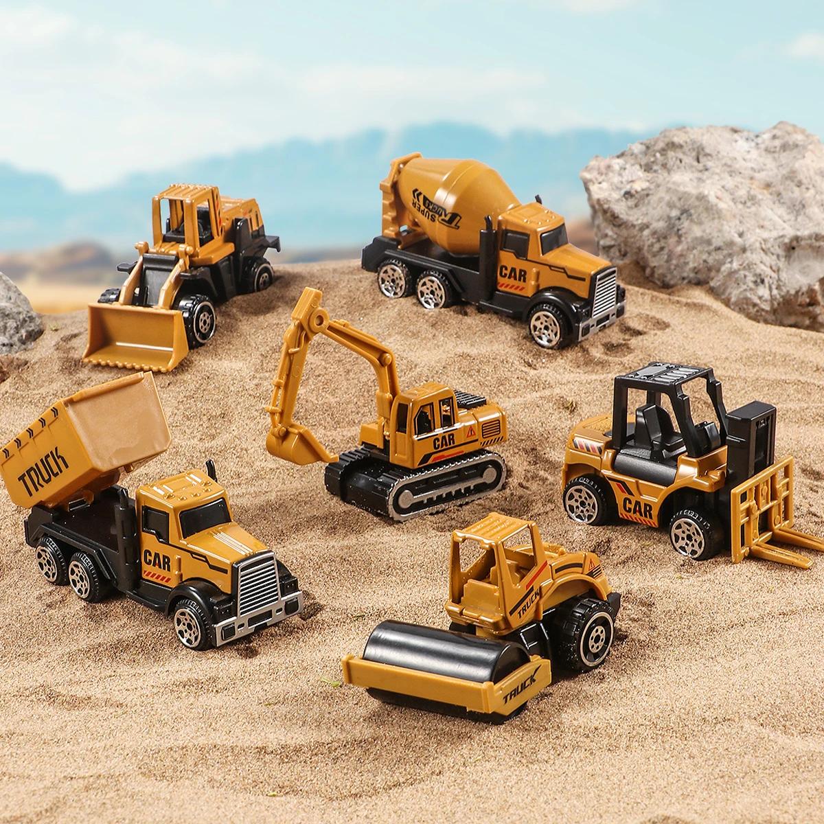 6 pièces/ensemble alliage grue camion voiture Parking jouets ingénierie véhicule tracteur pelle Cons