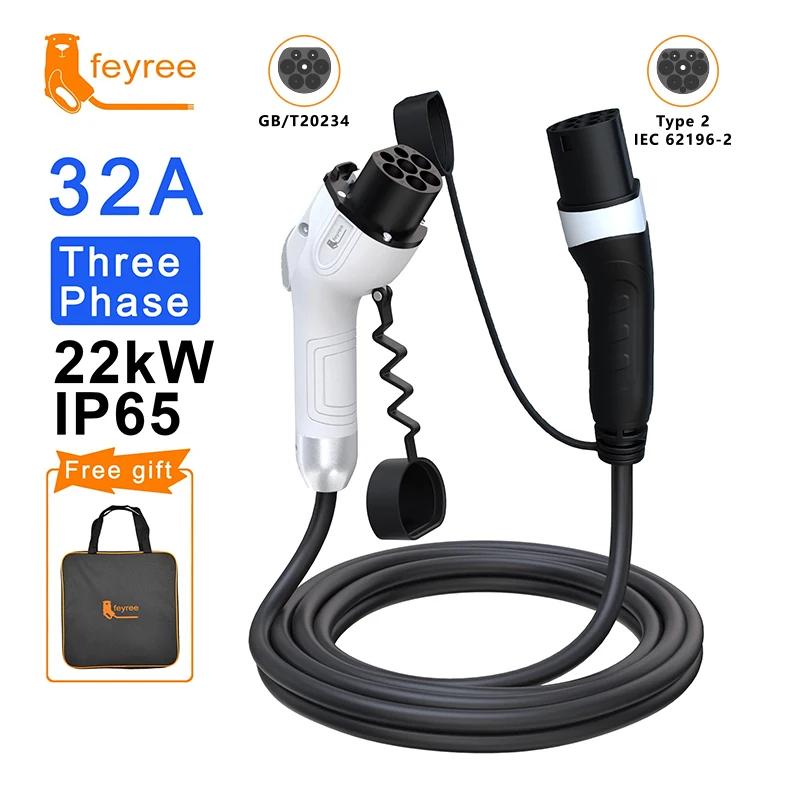 Fey123-Chargeur EV GB/T femelle côté voiture à type 2, prise mâle 16A 3,5 KW 32A 7KW, câble de charg