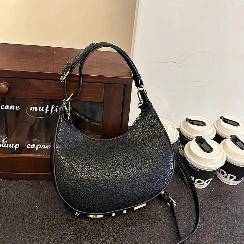 Sac hobo en cuir véritable pour femmes, sac à bandoulière élégant, sac à main de luxe pour le quotid